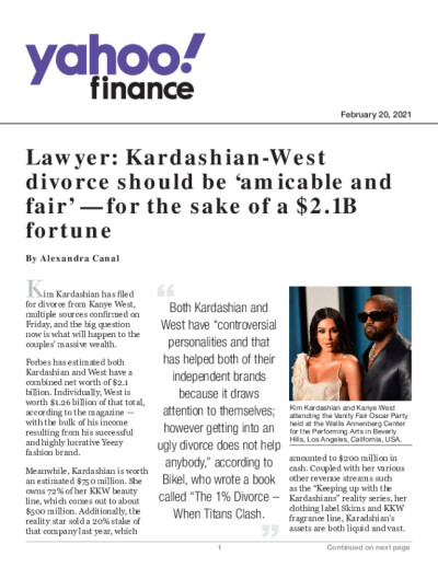 Lawyer: Kardashian-West divorce should be 'amicable and fair' — for the sake of a $2.1B fortune