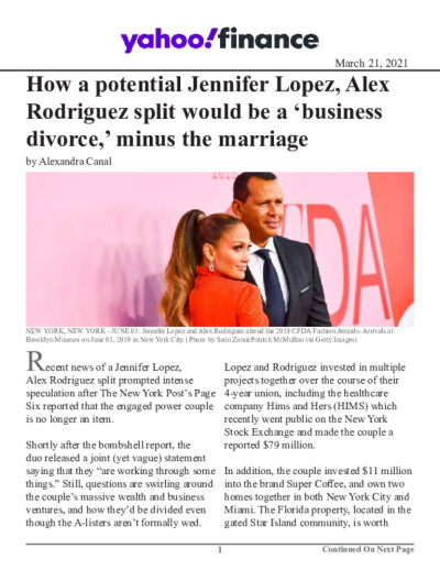 How a potential Jennifer Lopez, Alex Rodriguez split would be a 'business divorce,' minus the marriage
