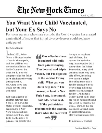 You Want Your Child Vaccinated, but Your Ex Says No
